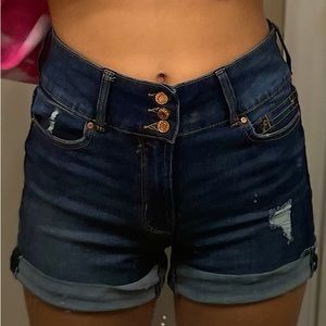 High Waist Dark Wash Women’s Denim Shorts